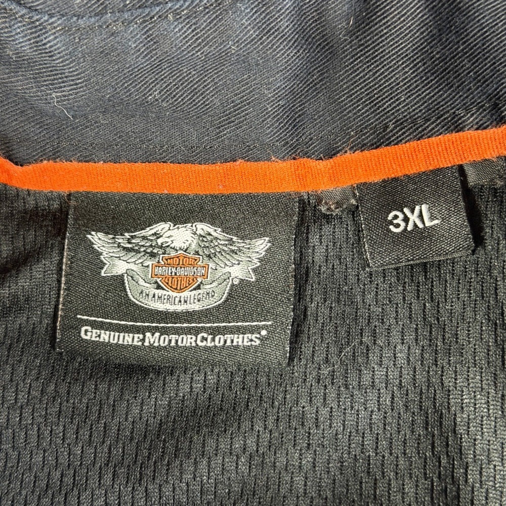 Harley-Davidson Mens 3XL Colorblock Button Up Garage Shirt Black Grey Orange - Picture 10 of 13